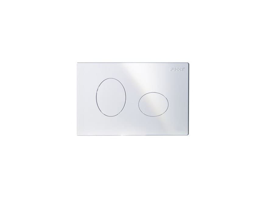 Placca comando PUCCI ECO Ellisse 4,7mm 2 tasti Bianca/Cromata