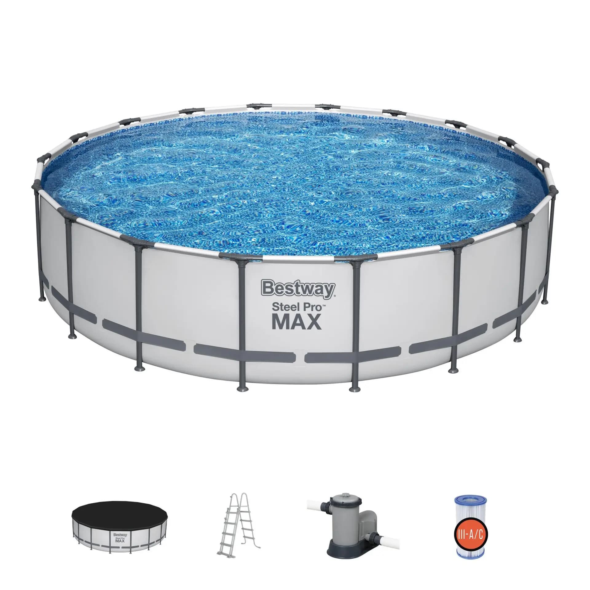 Piscina fuori terra Rotonda 549x122 cm Grigio chiaro - Bestway 56462