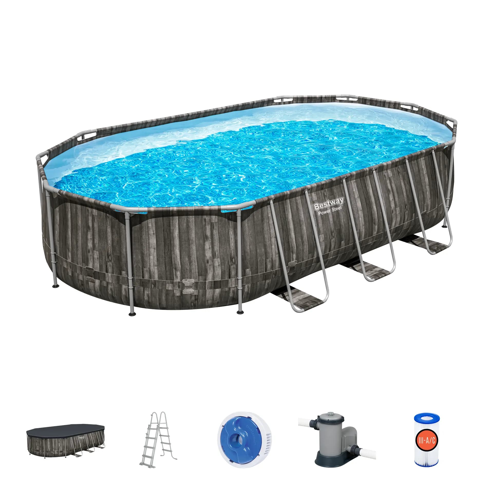 Piscina fuori terra 610x366x122 cm effetto rattan - Bestway 5611R